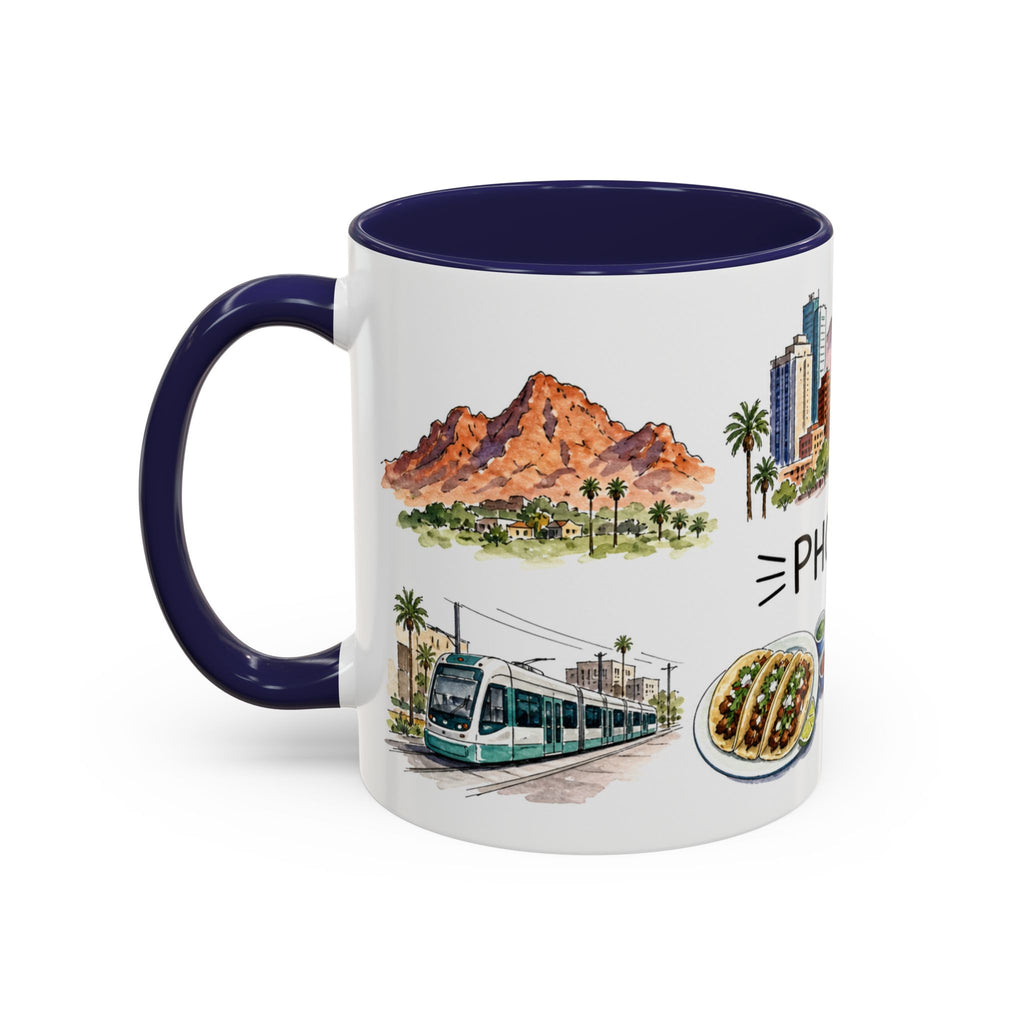 Phoenix Illustrated Travel Mug | City Souvenir Accent Coffee Mug | 11oz 15oz Ceramic Cup
