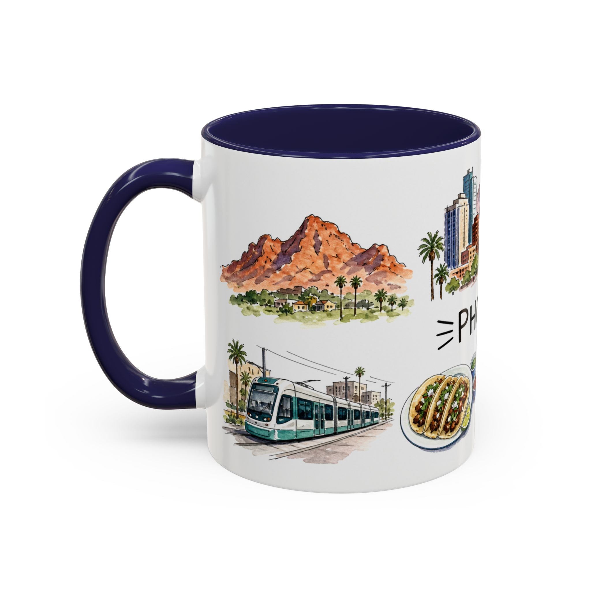 Phoenix Illustrated Travel Mug | City Souvenir Accent Coffee Mug | 11oz 15oz Ceramic Cup