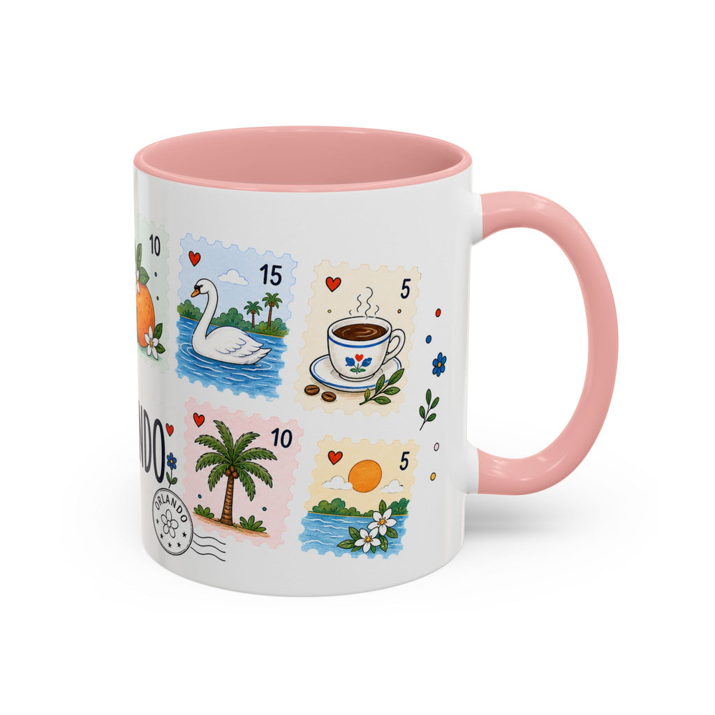 Orlando Coffee Mug | Postage Stamp Collage Mug | Travel Souvenir Accent Cup 11oz 15oz