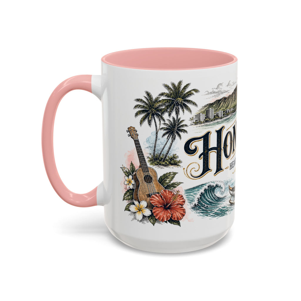 Honolulu Coffee Mug | United States Travel Souvenir | Vintage Illustrated City Gift | 11 oz 15 oz Accent Mug