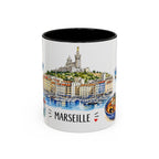 Marseille Illustrated Travel Mug | City Souvenir Accent Coffee Mug | 11oz 15oz Ceramic Cup