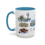 Geneva Illustrated Travel Mug | City Souvenir Accent Coffee Mug | 11oz 15oz Ceramic Cup