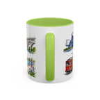 Cleveland Illustrated Travel Mug | City Souvenir Accent Coffee Mug | 11oz 15oz Ceramic Cup