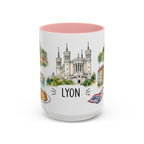Lyon Illustrated Travel Mug | City Souvenir Accent Coffee Mug | 11oz 15oz Ceramic Cup