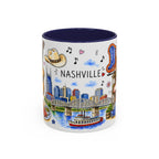 Nashville Illustrated Travel Mug | City Souvenir Accent Coffee Mug | 11oz 15oz Ceramic Cup