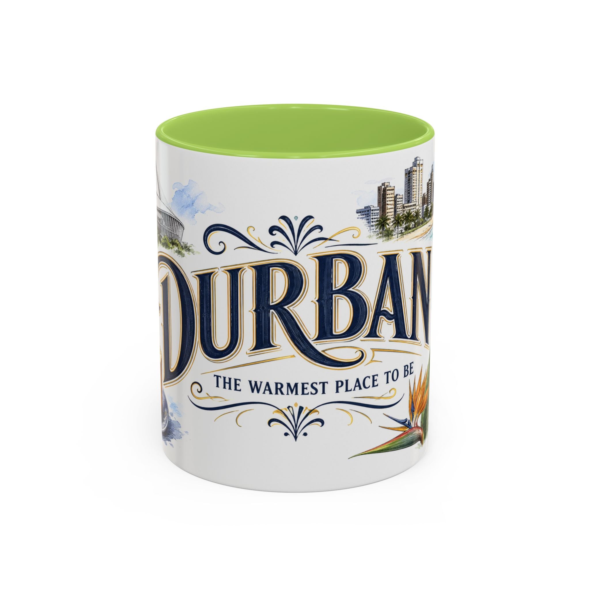 Durban Coffee Mug | South Africa Travel Souvenir | Vintage Illustrated City Gift | 11 oz 15 oz Accent Mug