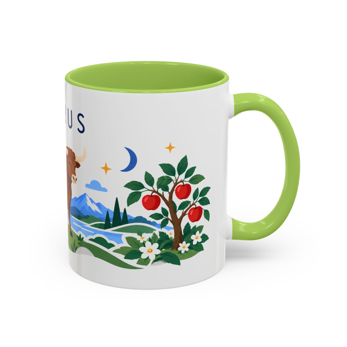 Taurus Zodiac Coffee Mug | Bull and Rose Design | Astrology Birthday Gift | 11 oz 15 oz Ceramic Accent Mug