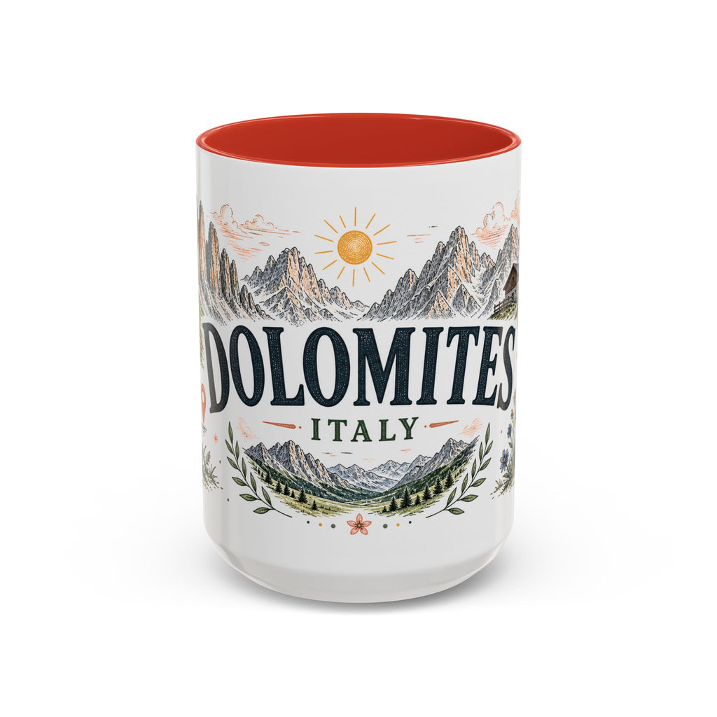 Dolomites Coffee Mug | Travel Destination Souvenir Gift | Accent Color Ceramic 11oz 15oz