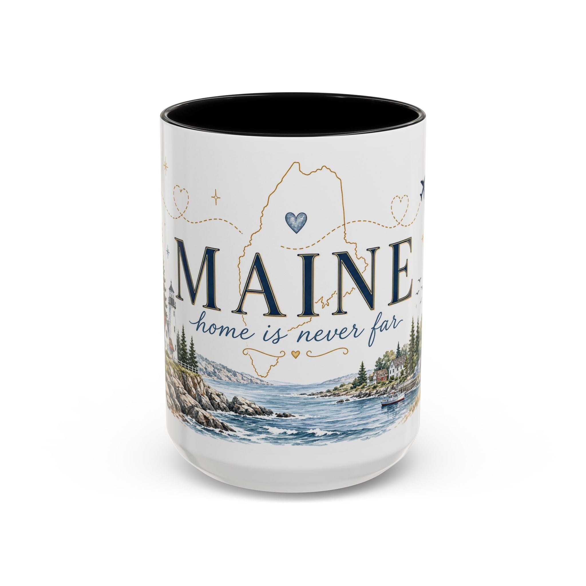 Maine State Mug | Moving Away, Long Distance Friendship Gift | 11oz 15oz Accent Mug