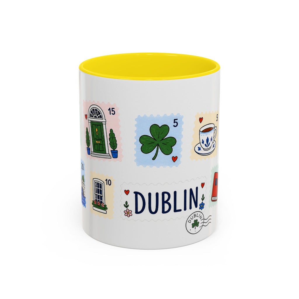 Dublin Coffee Mug | Postage Stamp Collage Mug | Travel Souvenir Accent Cup 11oz 15oz