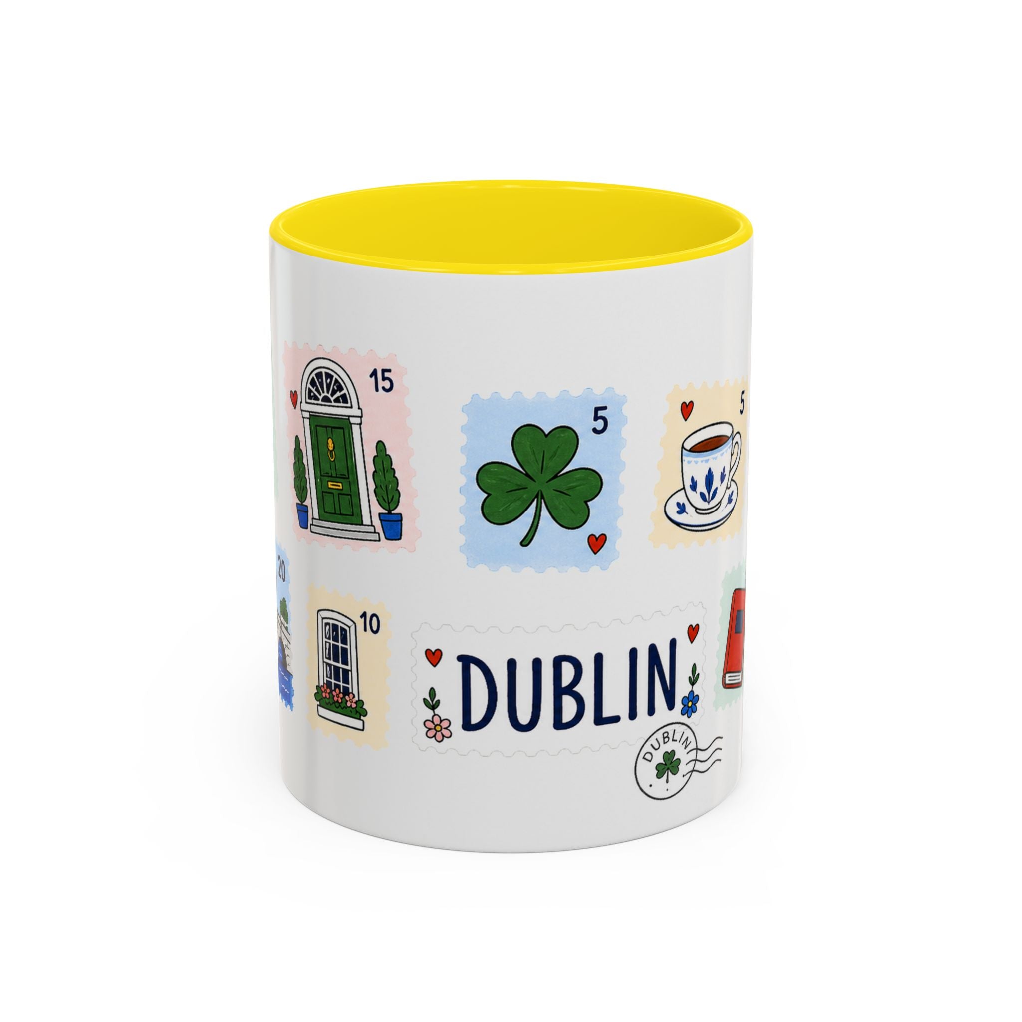 Dublin Coffee Mug | Postage Stamp Collage Mug | Travel Souvenir Accent Cup 11oz 15oz
