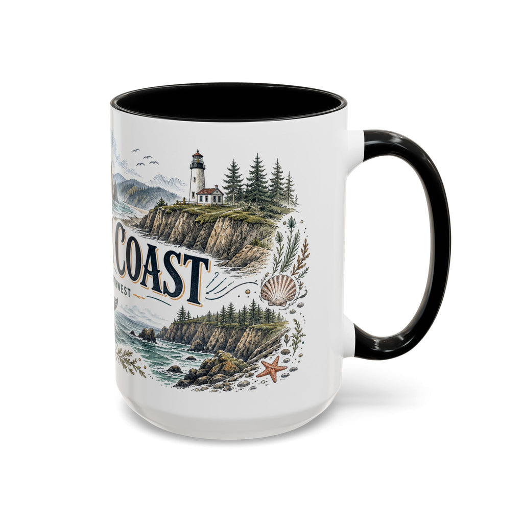 Oregon Coast Mug, Pacific Northwest Travel Souvenir, Bucket List Gift, Accent Ceramic Coffee Mug 11oz 15oz