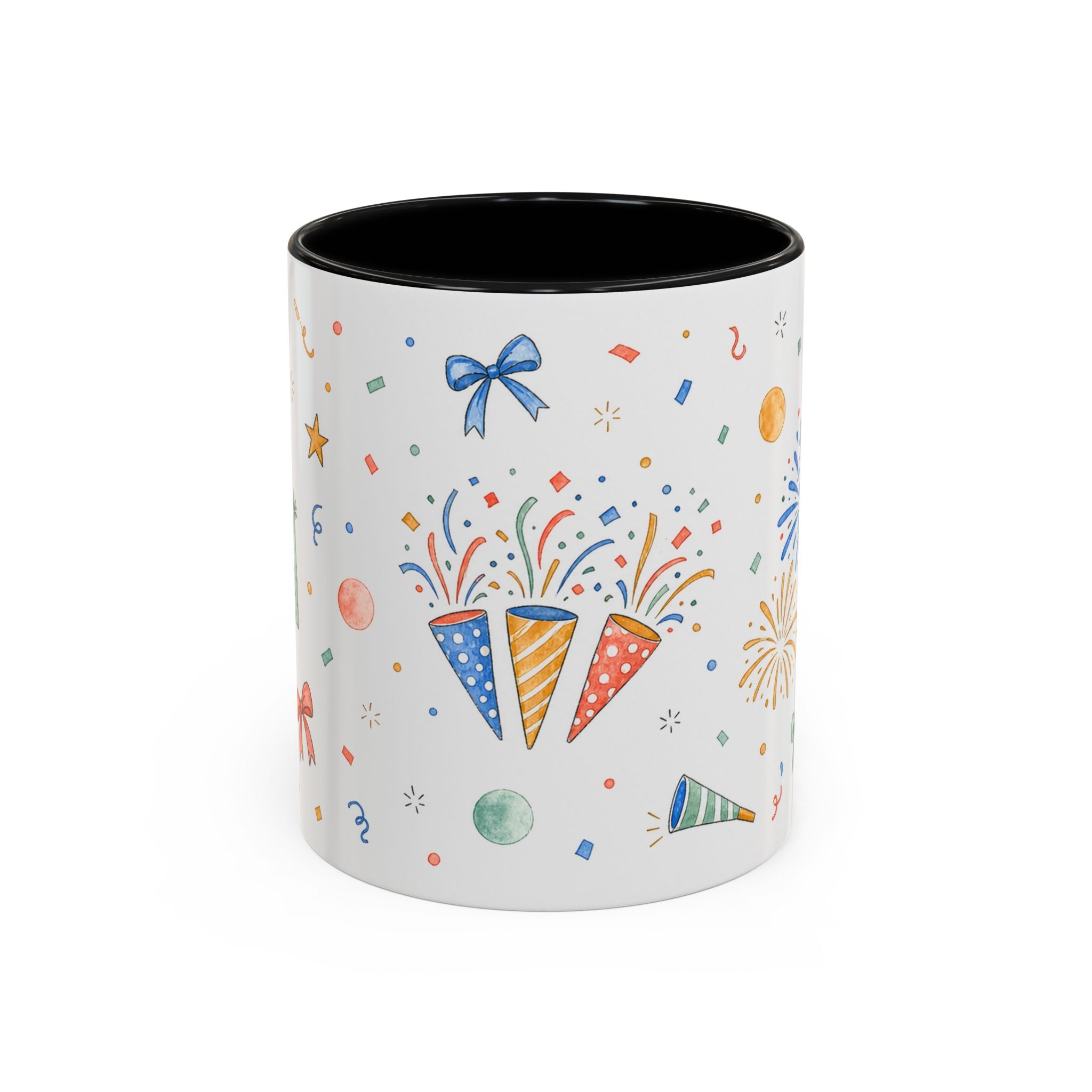 New Year Confetti Mug | Party Popper Watercolor Celebration Gift | Accent Cup 11oz 15oz