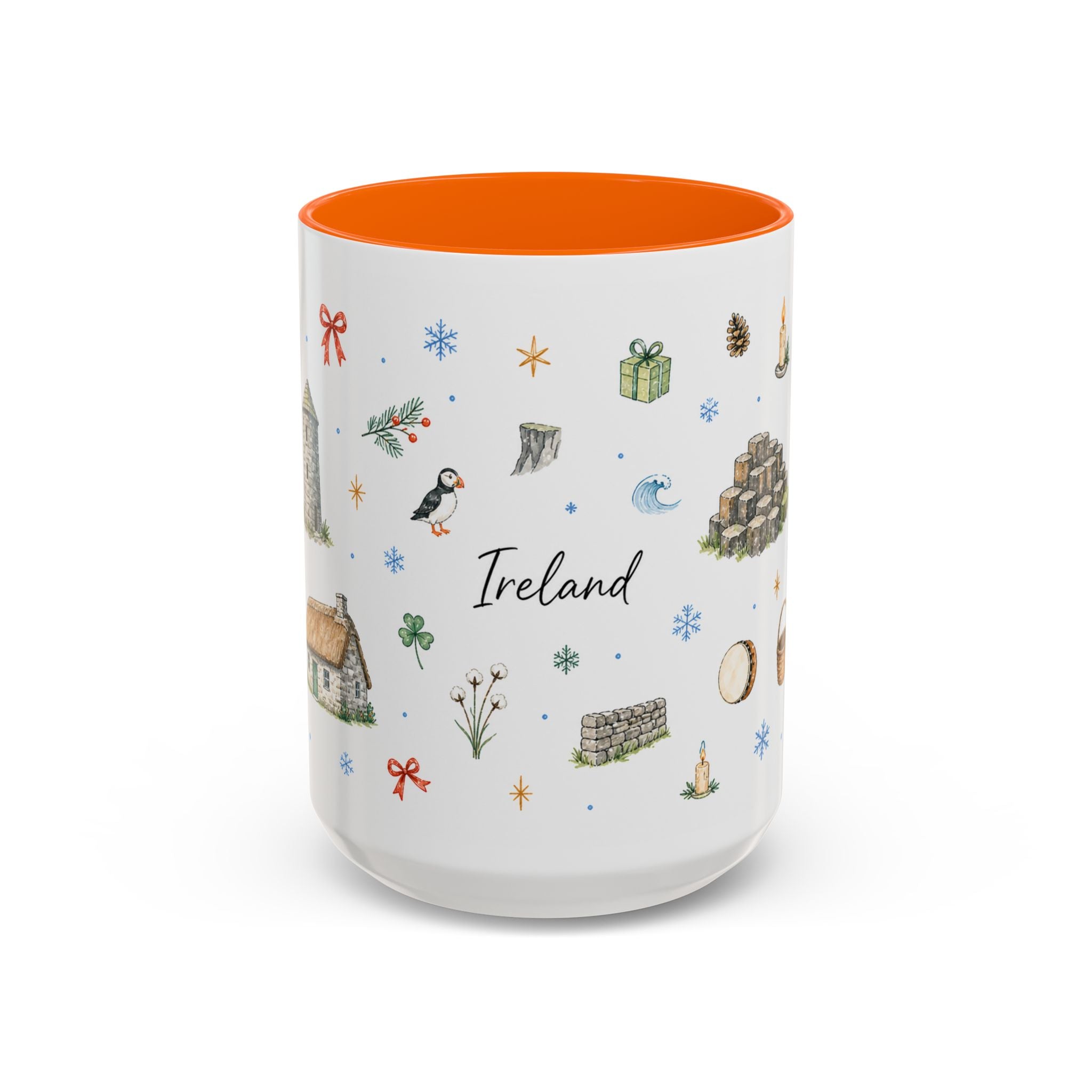 Ireland Christmas Mug | Watercolor Travel Souvenir | Holiday Gift | Accent Ceramic Coffee Cup 11oz 15oz