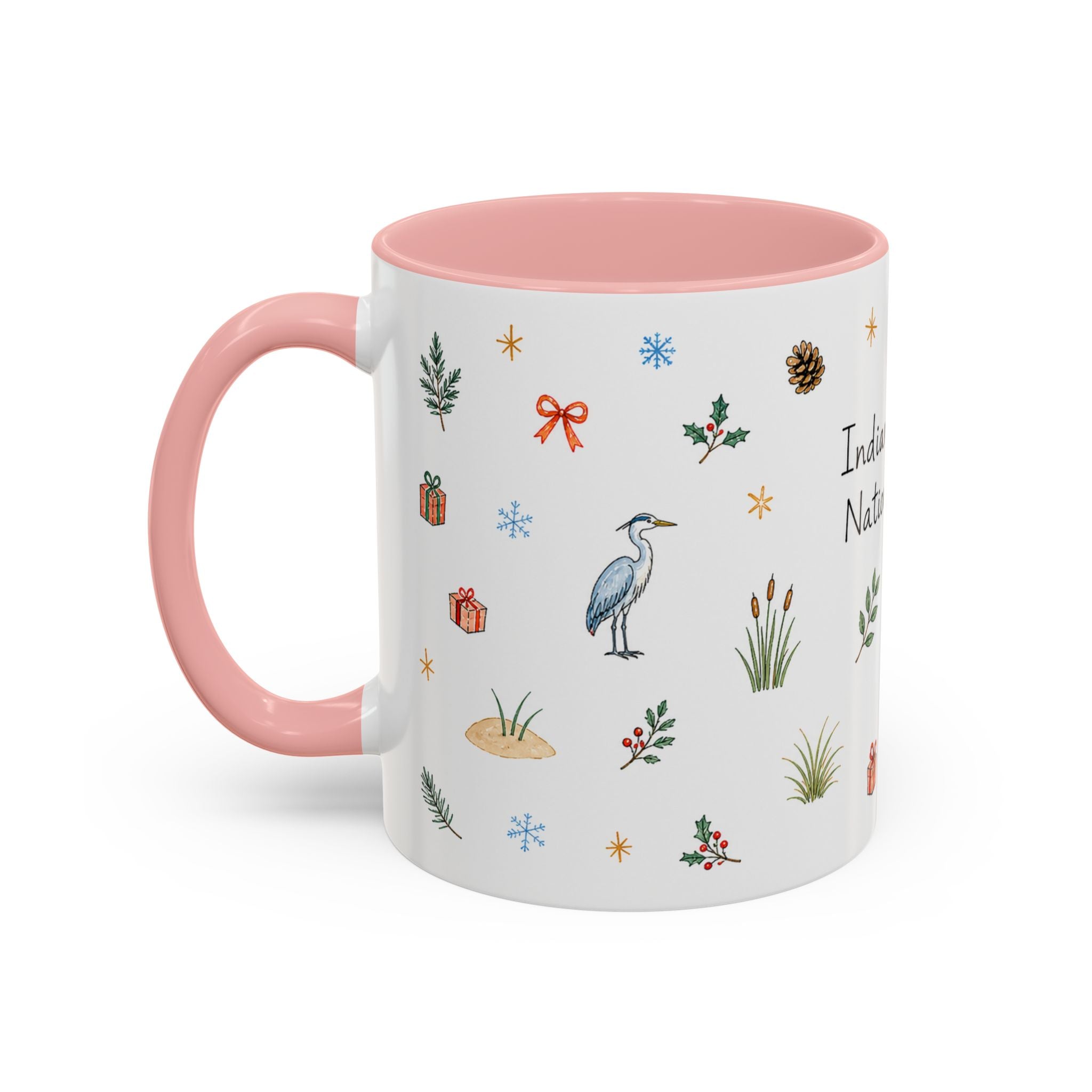 Indiana Dunes National Park Christmas Mug | Watercolor Travel Souvenir | Holiday Gift | Accent Ceramic Coffee Cup 11oz 15oz