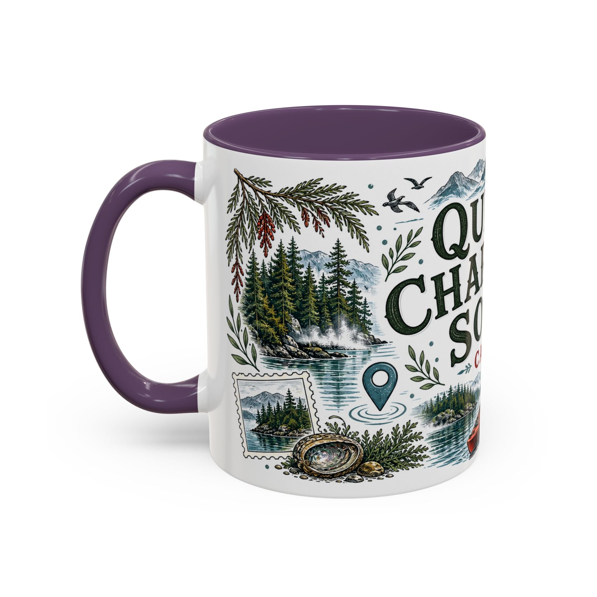 Queen Charlotte Sound Coffee Mug | Travel Destination Souvenir Gift | Accent Color Ceramic 11oz 15oz