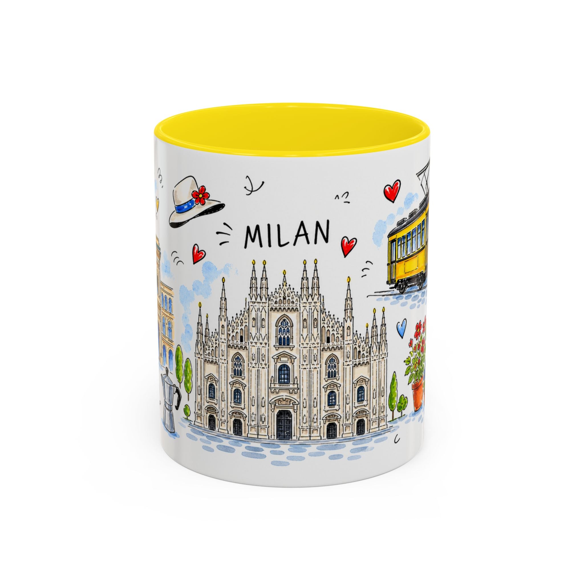 Milan Travel Mug | European City Souvenir Accent Coffee Mug | 11oz 15oz Ceramic Cup