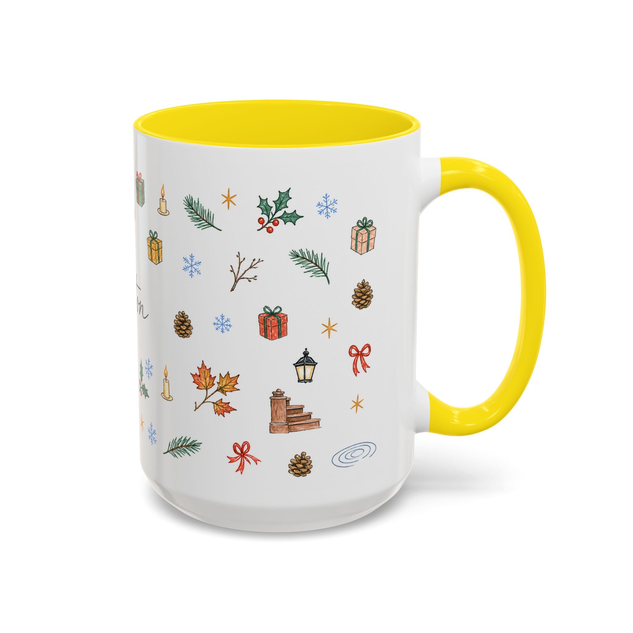 Boston Christmas Mug | Watercolor Travel Souvenir | Holiday Gift | Accent Ceramic Coffee Cup 11oz 15oz