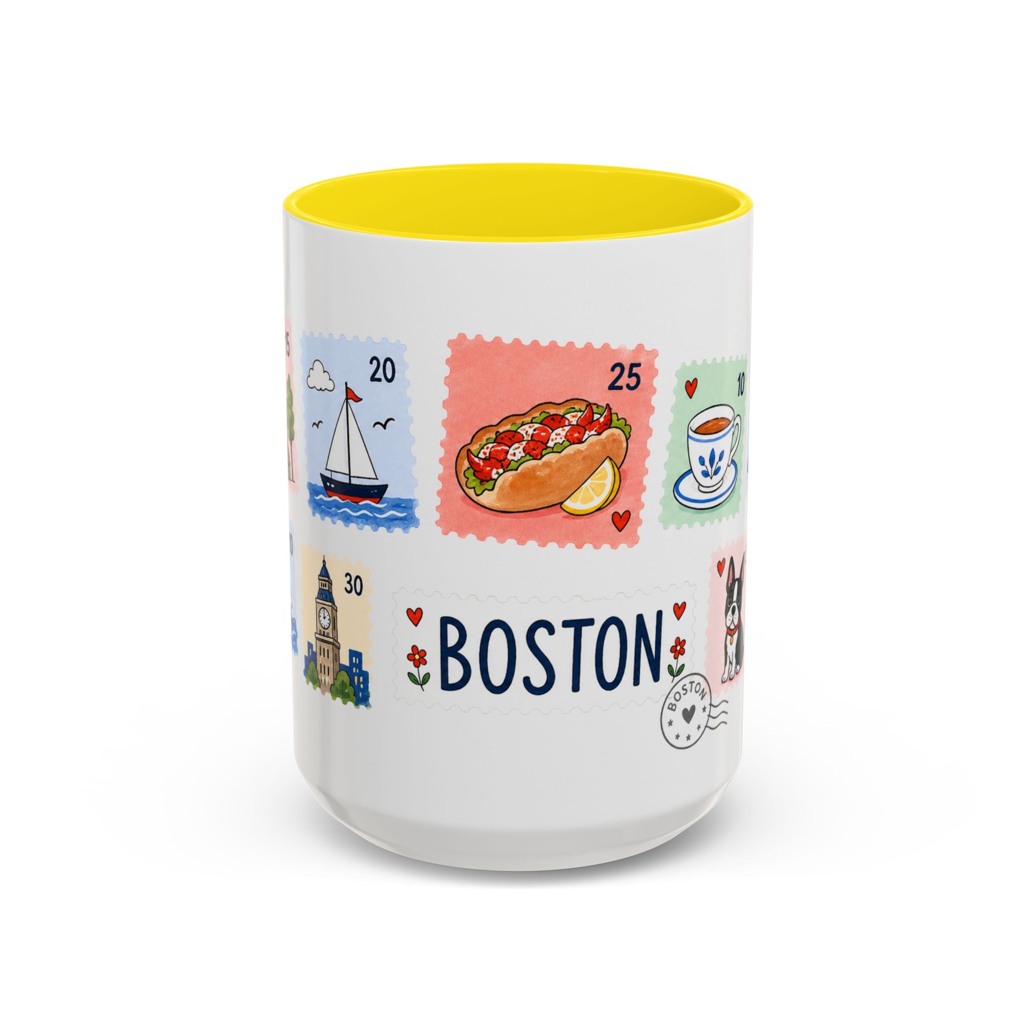 Boston Coffee Mug | Postage Stamp Collage Mug | Travel Souvenir Accent Cup 11oz 15oz
