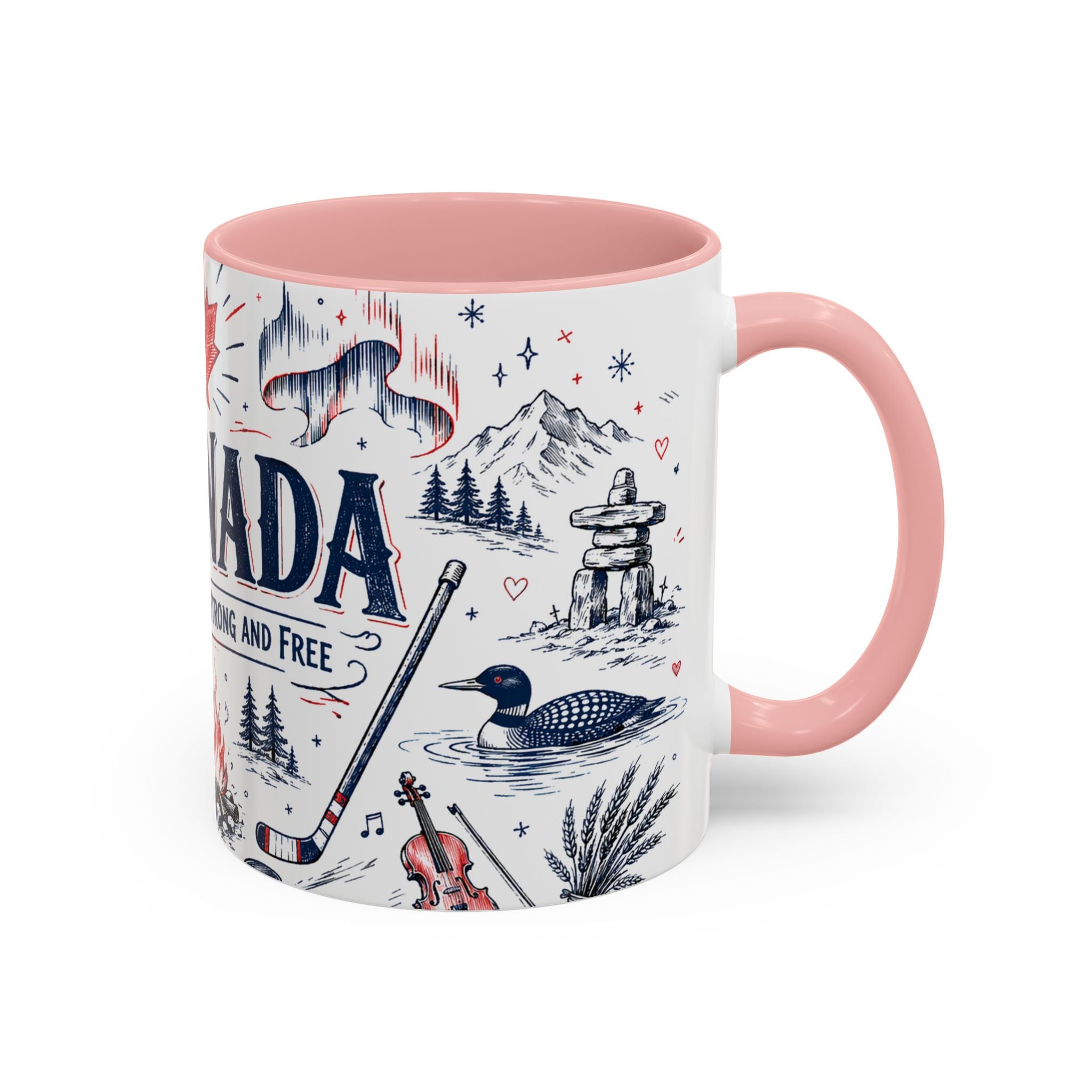 O Canada True North Coffee Mug | Canadian Pride Gift | Accent Color Ceramic 11oz 15oz