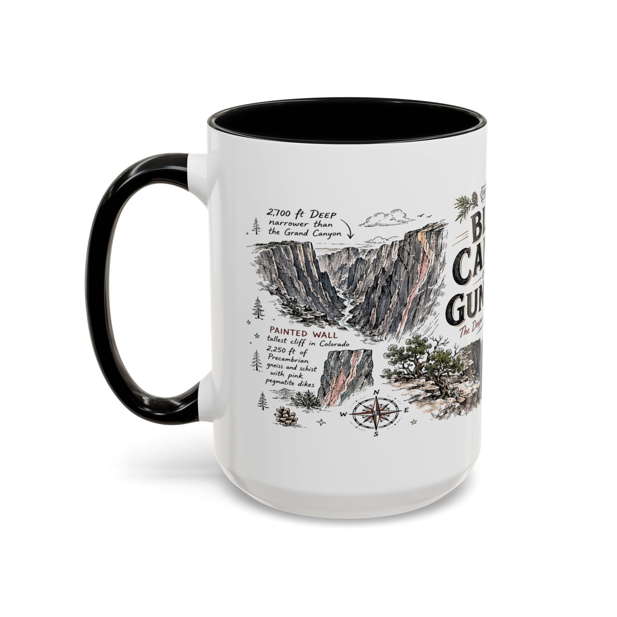 Black Canyon of the Gunnison National Park Coffee Mug | Colorado Deep Canyon Hiking Gift | Accent Color Ceramic 11oz 15oz