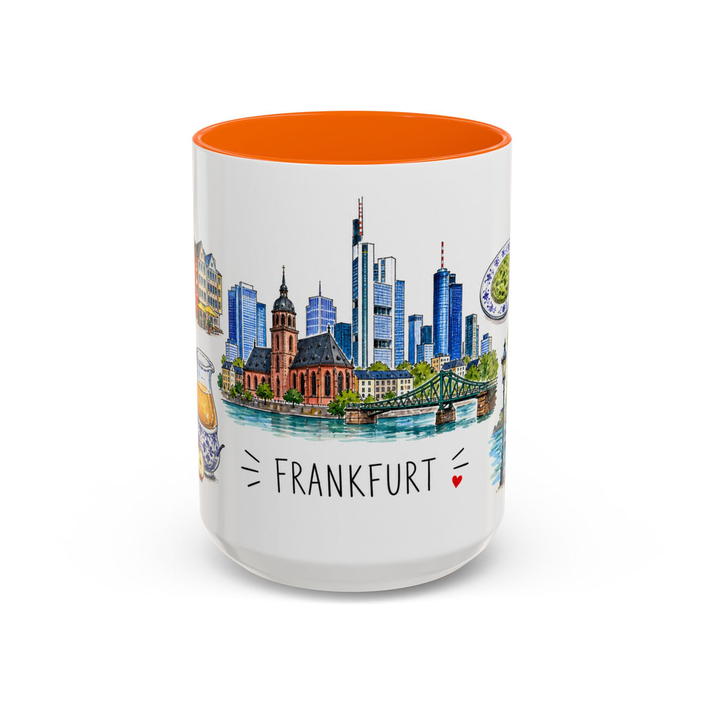 Frankfurt Illustrated Travel Mug | City Souvenir Accent Coffee Mug | 11oz 15oz Ceramic Cup