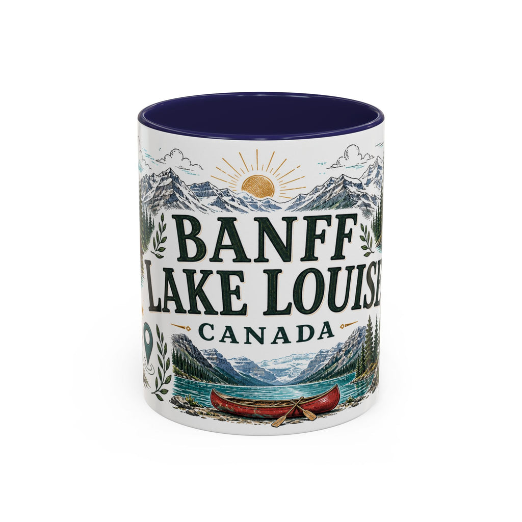Banff Lake Louise Coffee Mug | Travel Destination Souvenir Gift | Accent Color Ceramic 11oz 15oz
