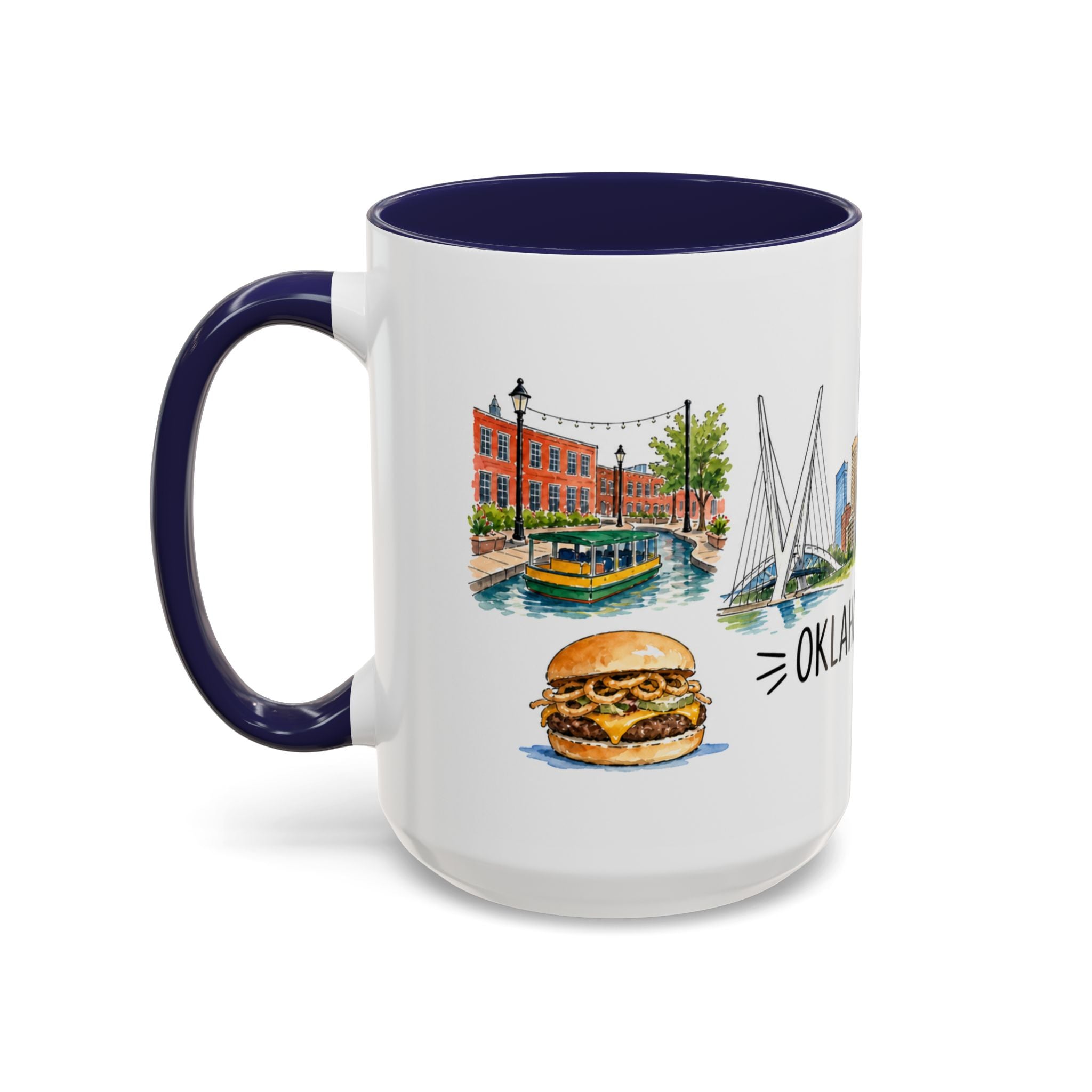 Oklahoma City Illustrated Travel Mug | City Souvenir Accent Coffee Mug | 11oz 15oz Ceramic Cup