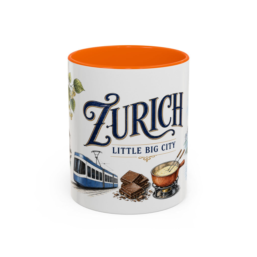Zurich Coffee Mug | Switzerland Travel Souvenir | Vintage Illustrated City Gift | 11 oz 15 oz Accent Mug