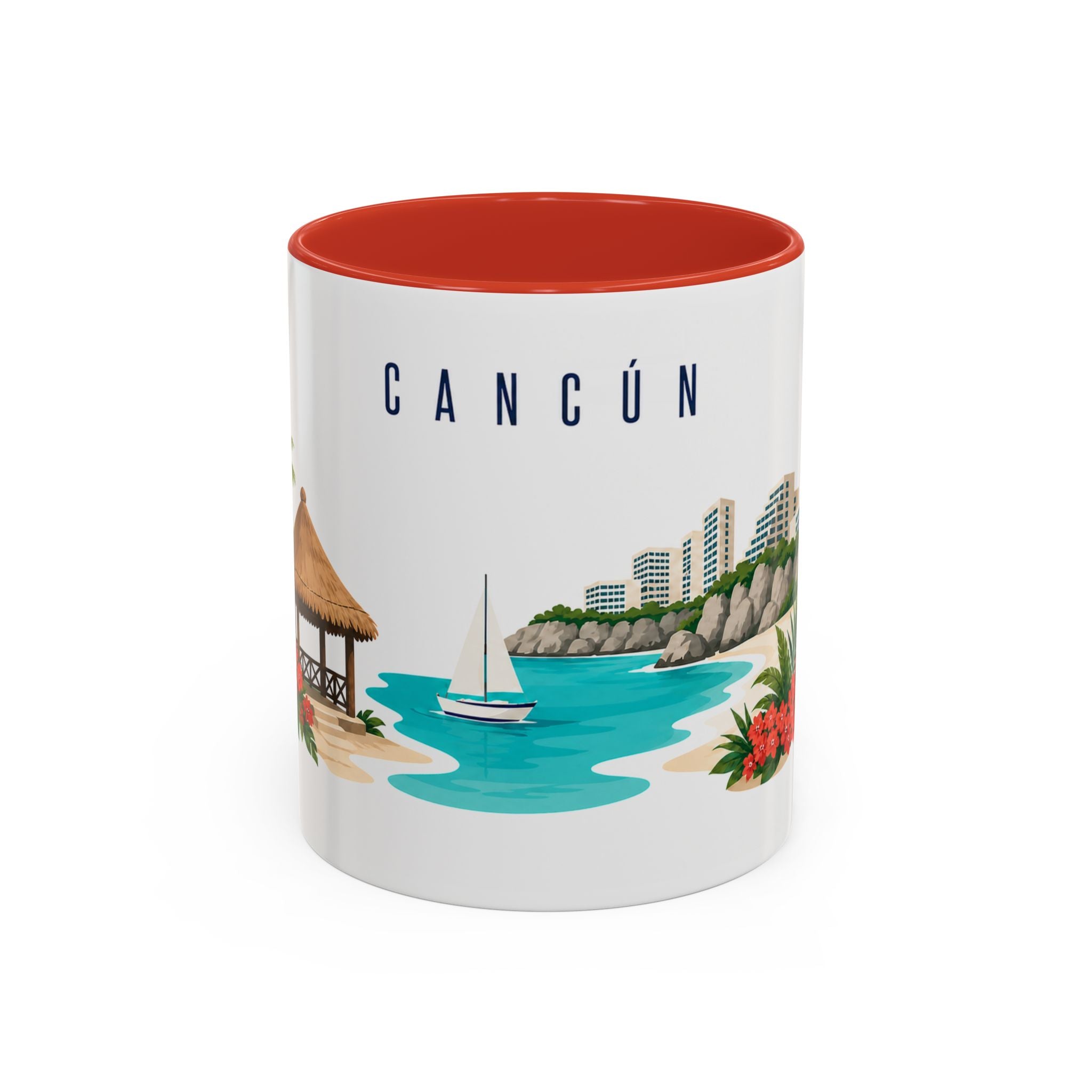 Cancún Coffee Mug | Mexico Travel Souvenir | Porcelain Decal City Gift | 11oz 15oz Accent Mug