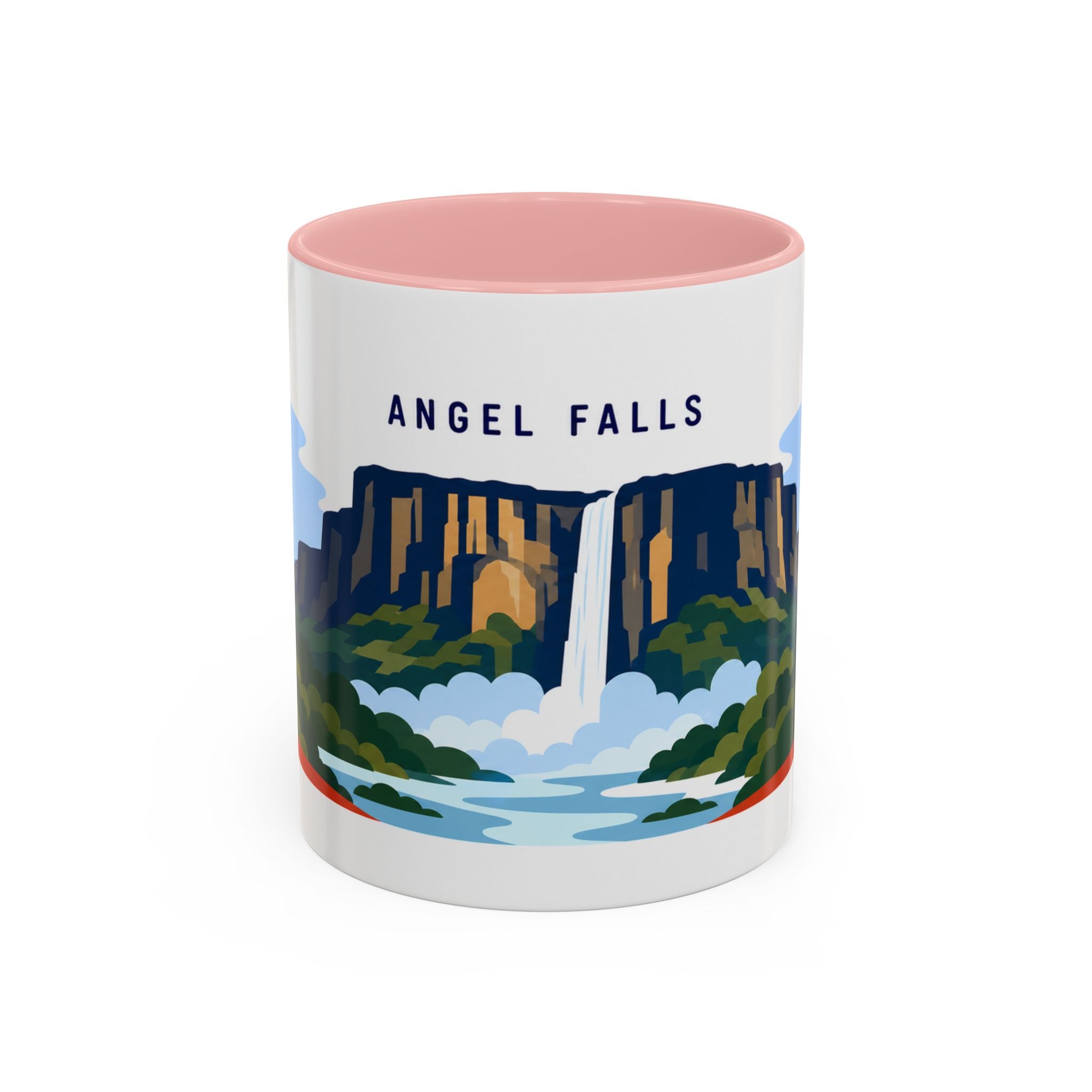 Angel Falls Coffee Mug | Travel Destination Souvenir Gift | Accent Color Ceramic 11oz 15oz