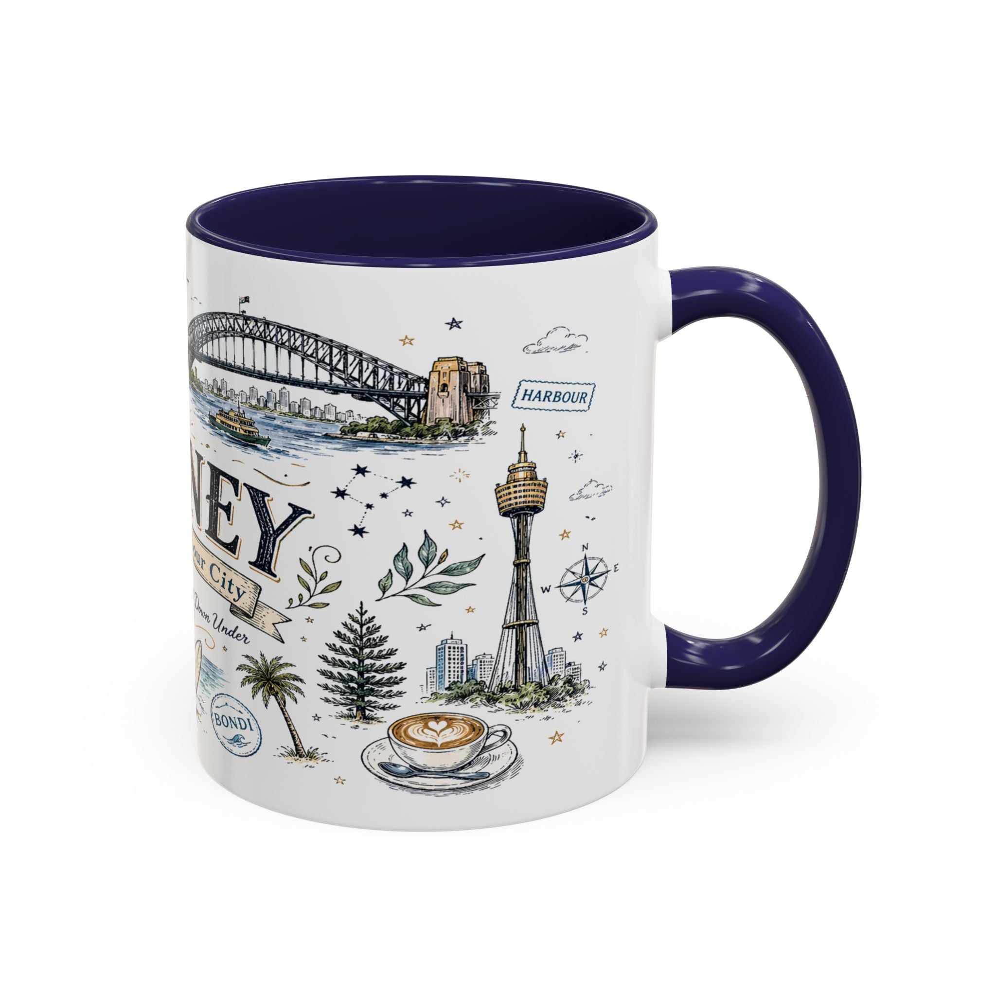 Sydney Coffee Mug | Australia Souvenir Travel Gift | Accent Color Ceramic 11oz 15oz