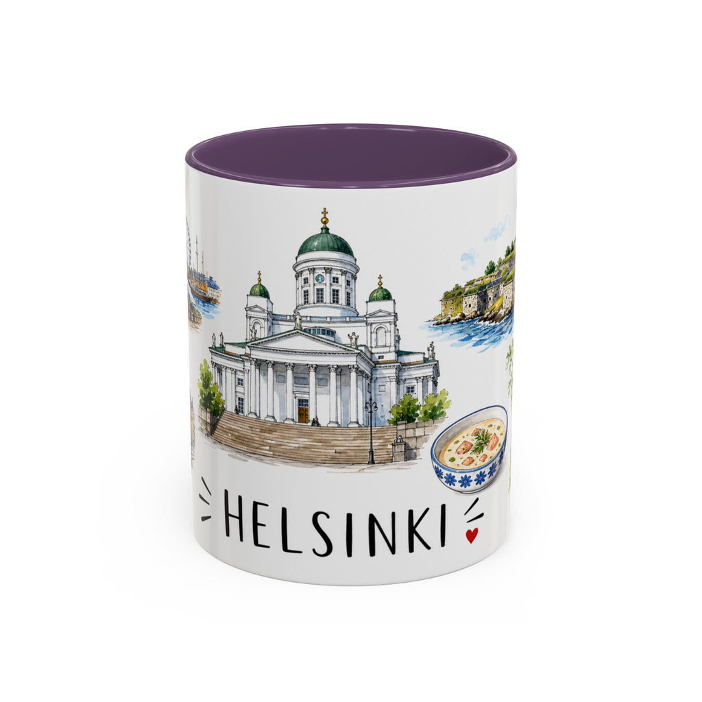 Helsinki Illustrated Travel Mug | City Souvenir Accent Coffee Mug | 11oz 15oz Ceramic Cup