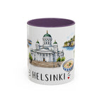 Helsinki Illustrated Travel Mug | City Souvenir Accent Coffee Mug | 11oz 15oz Ceramic Cup