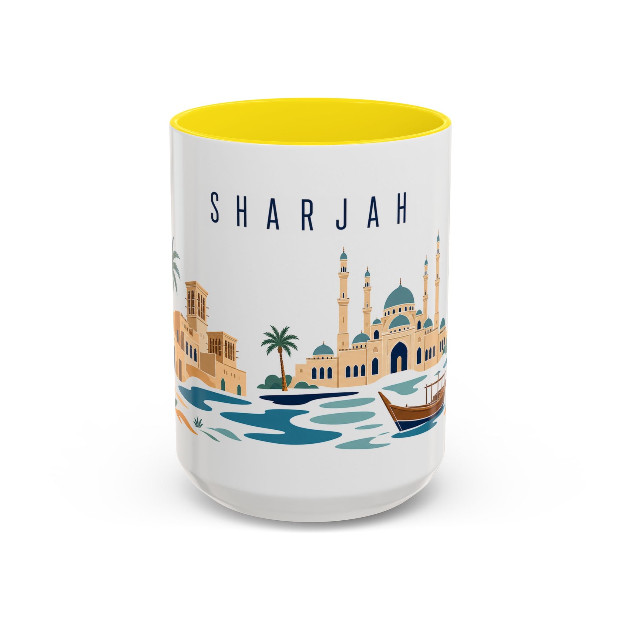 Sharjah Coffee Mug | United Arab Emirates Travel Souvenir | Porcelain Decal City Gift | 11oz 15oz Accent Mug