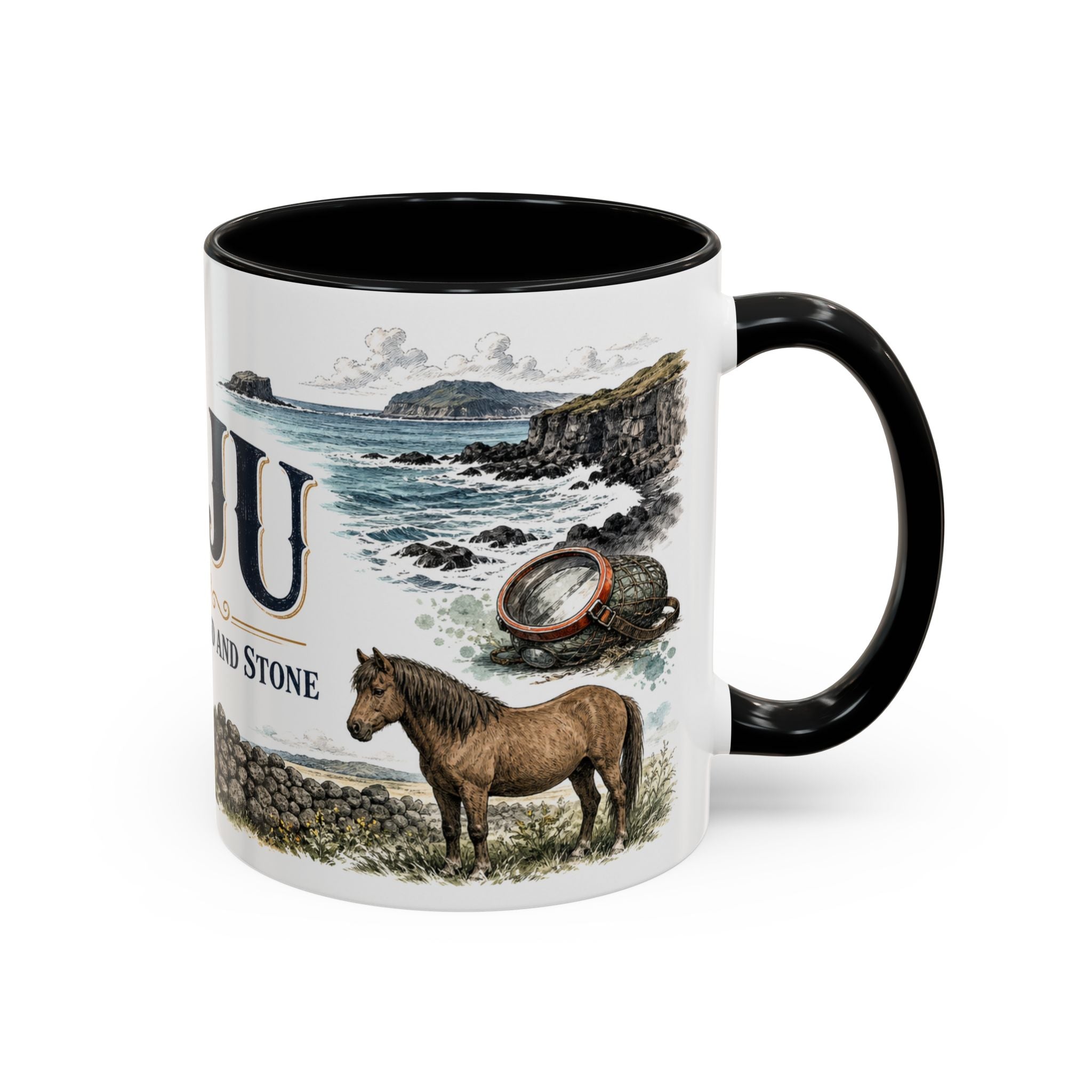 Jeju Coffee Mug | South Korea Travel Souvenir | Vintage Illustrated City Gift | 11 oz 15 oz Accent Mug