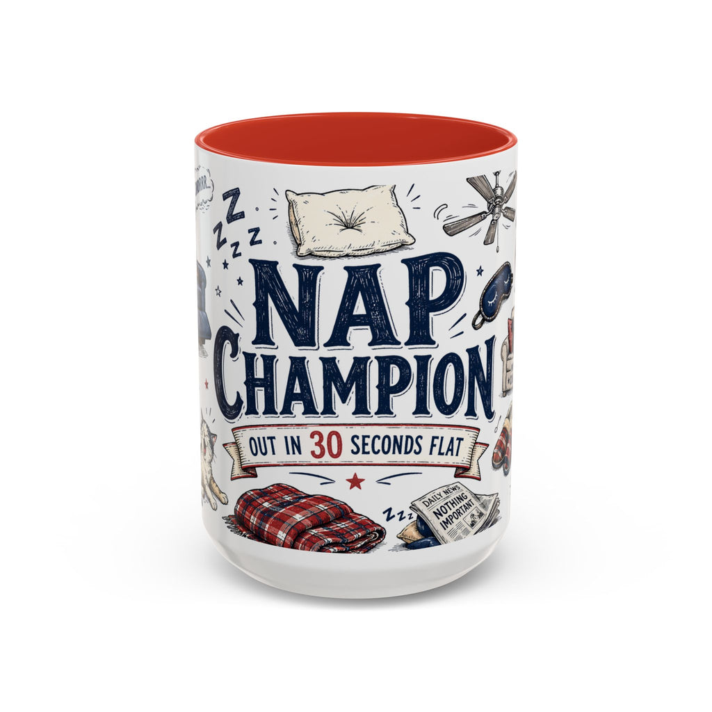 Nap Champion Coffee Mug | Father's Day Gift for Dad | Accent Color Ceramic 11oz 15oz