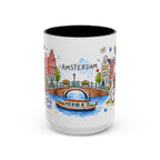 Amsterdam Travel Mug | European City Souvenir Accent Coffee Mug | 11oz 15oz Ceramic Cup