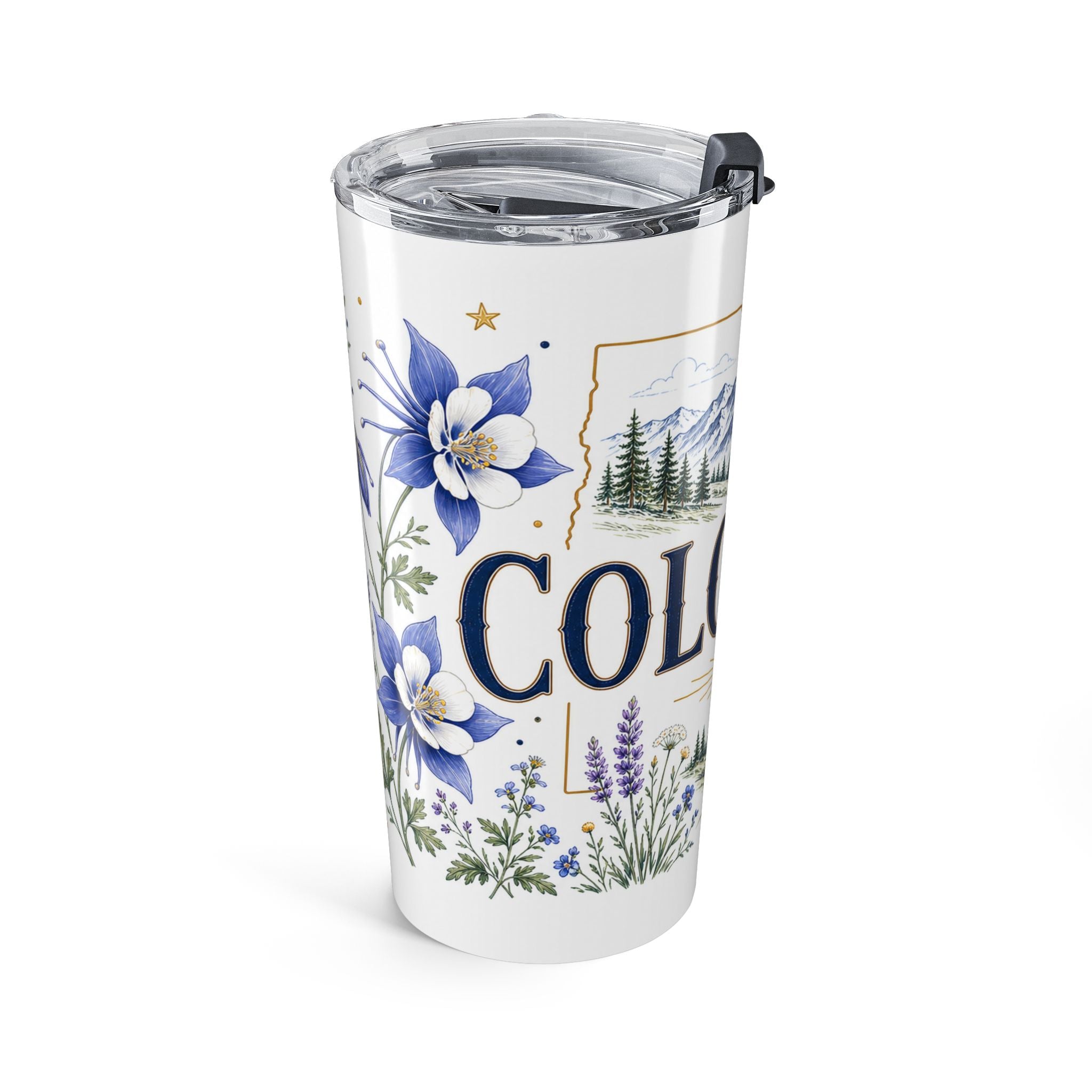 Colorado State Flower 20oz Tumbler | Colorado Botanical Gift | Insulated Stainless Steel Travel Cup