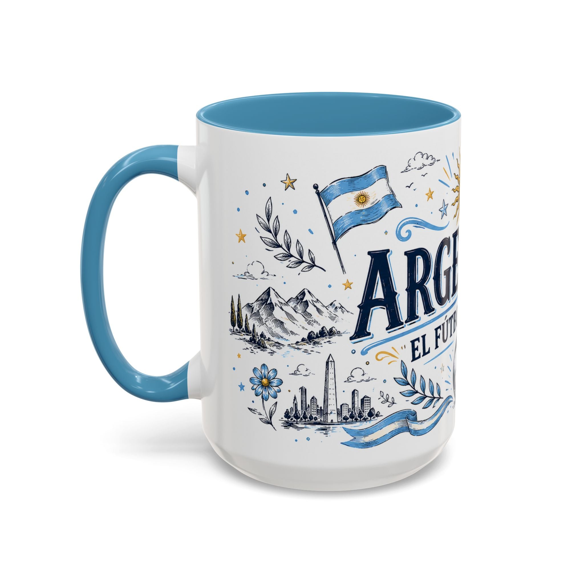 Argentina Soccer Coffee Mug | Soccer Fan Gift | Accent Color Ceramic 11oz 15oz Match Day Cup