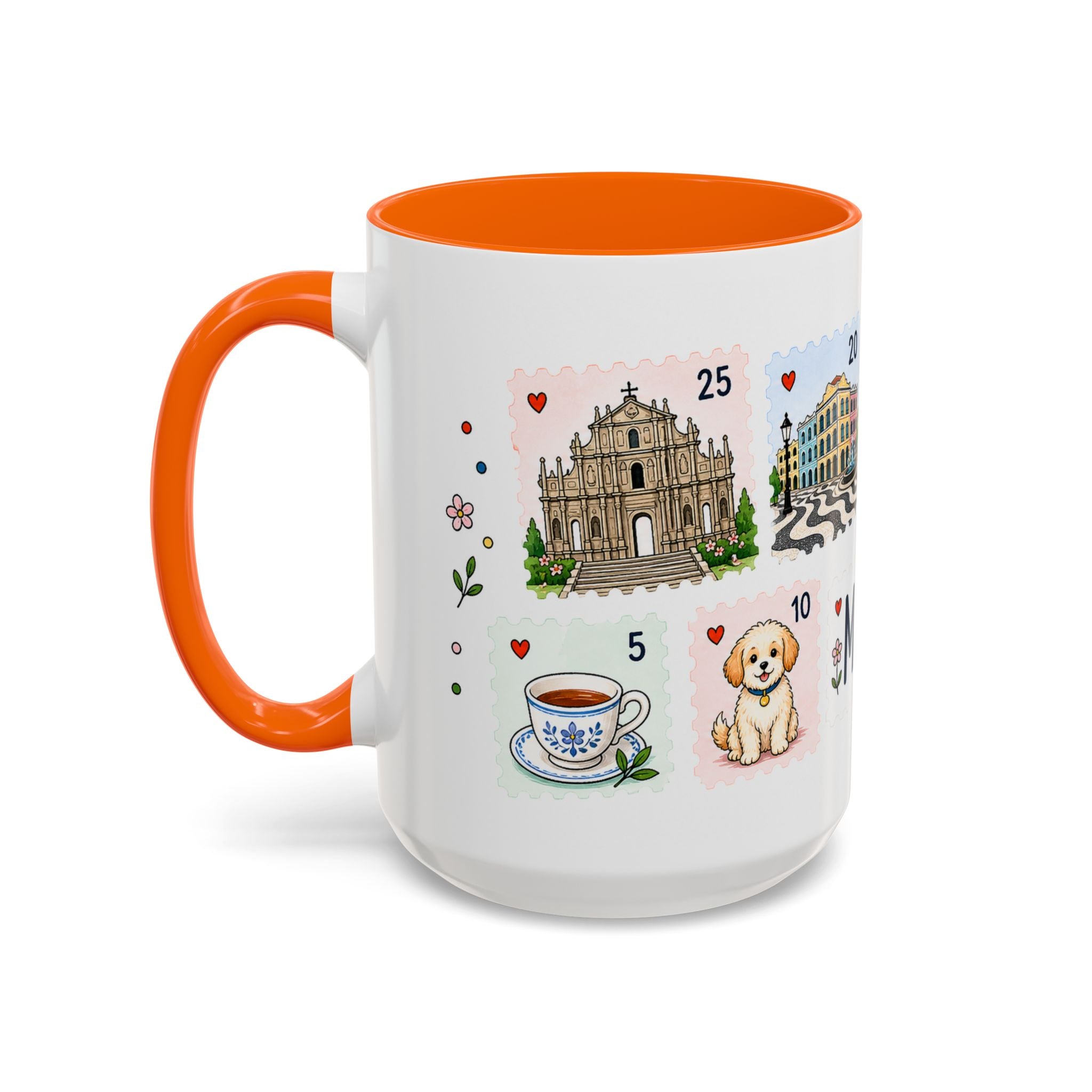 Macau Coffee Mug | Postage Stamp Collage Mug | Travel Souvenir Accent Cup 11oz 15oz