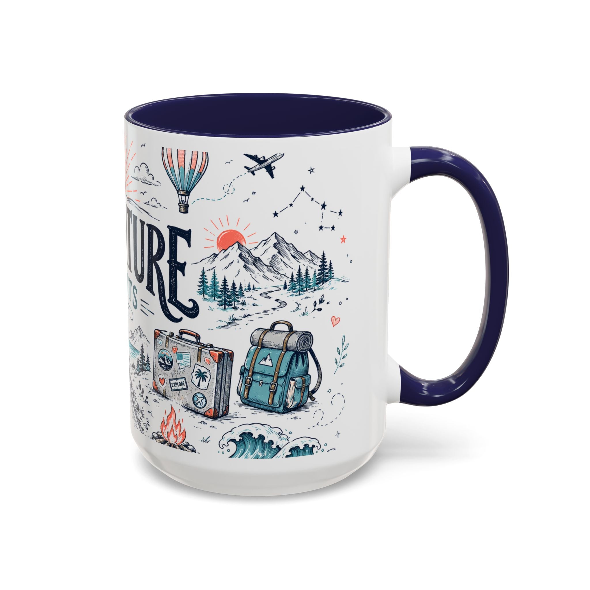Adventure Awaits Coffee Mug | Class of 2026 Graduation Gift | Accent Color Ceramic 11oz 15oz