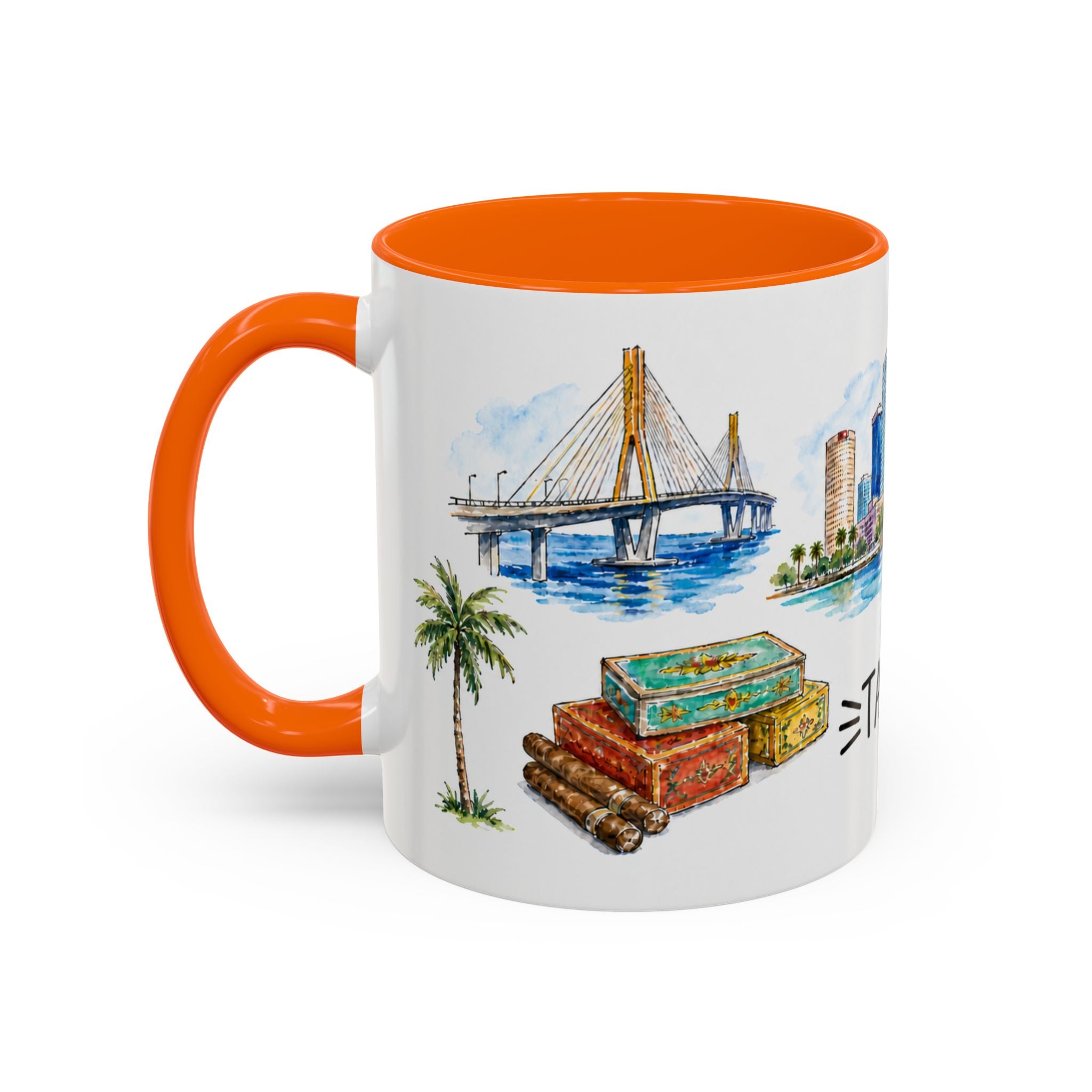Tampa Illustrated Travel Mug | City Souvenir Accent Coffee Mug | 11oz 15oz Ceramic Cup
