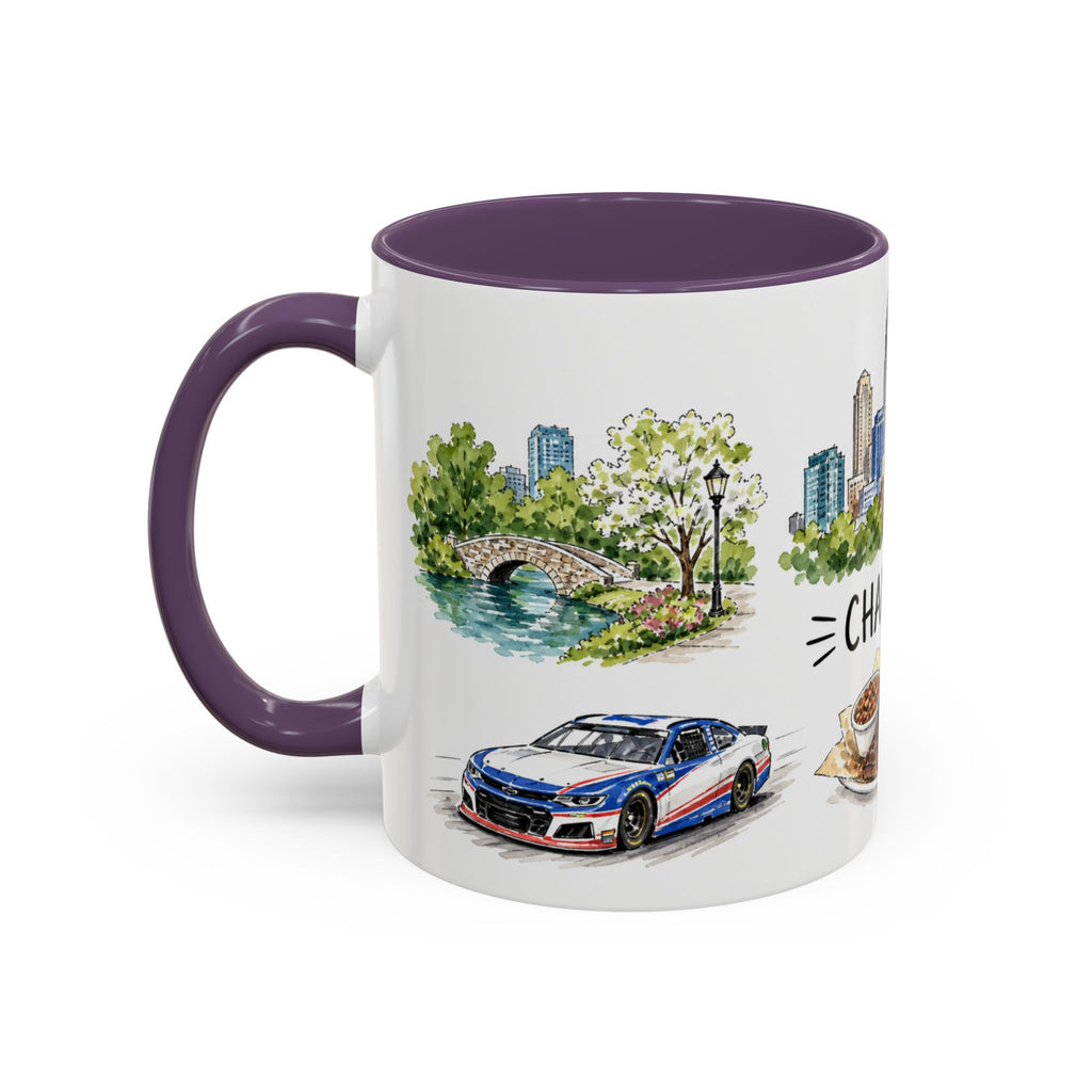 Charlotte Illustrated Travel Mug | City Souvenir Accent Coffee Mug | 11oz 15oz Ceramic Cup
