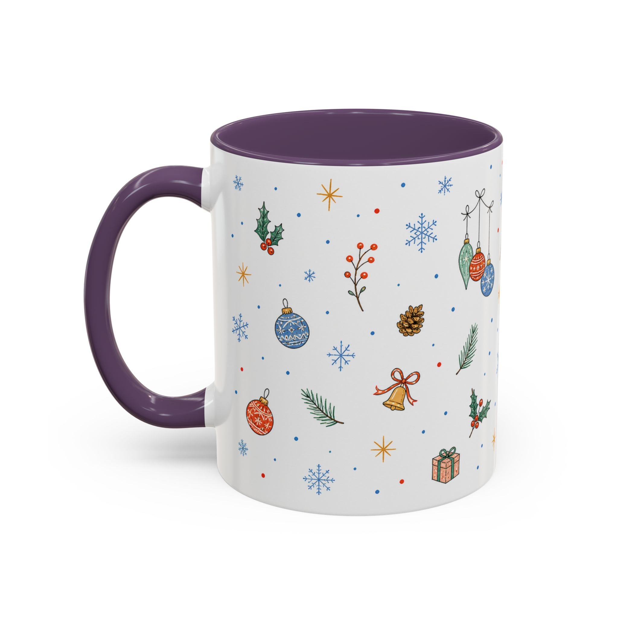 Christmas Ornament Mug | Snowflake Watercolor Holiday Gift | Accent Cup 11oz 15oz