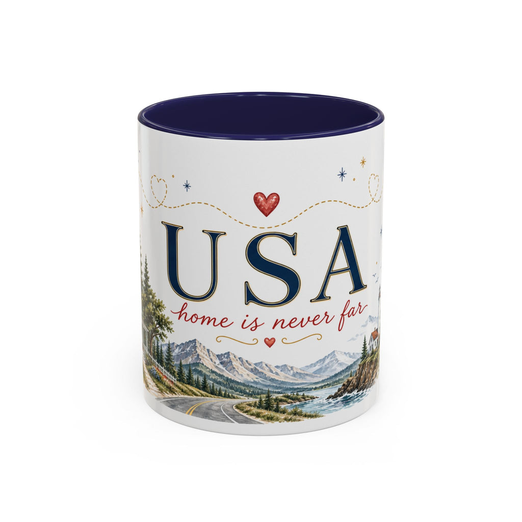 USA Home Country Mug | Moving Away Gift | Long Distance Friendship | 11 oz 15 oz Accent Mug