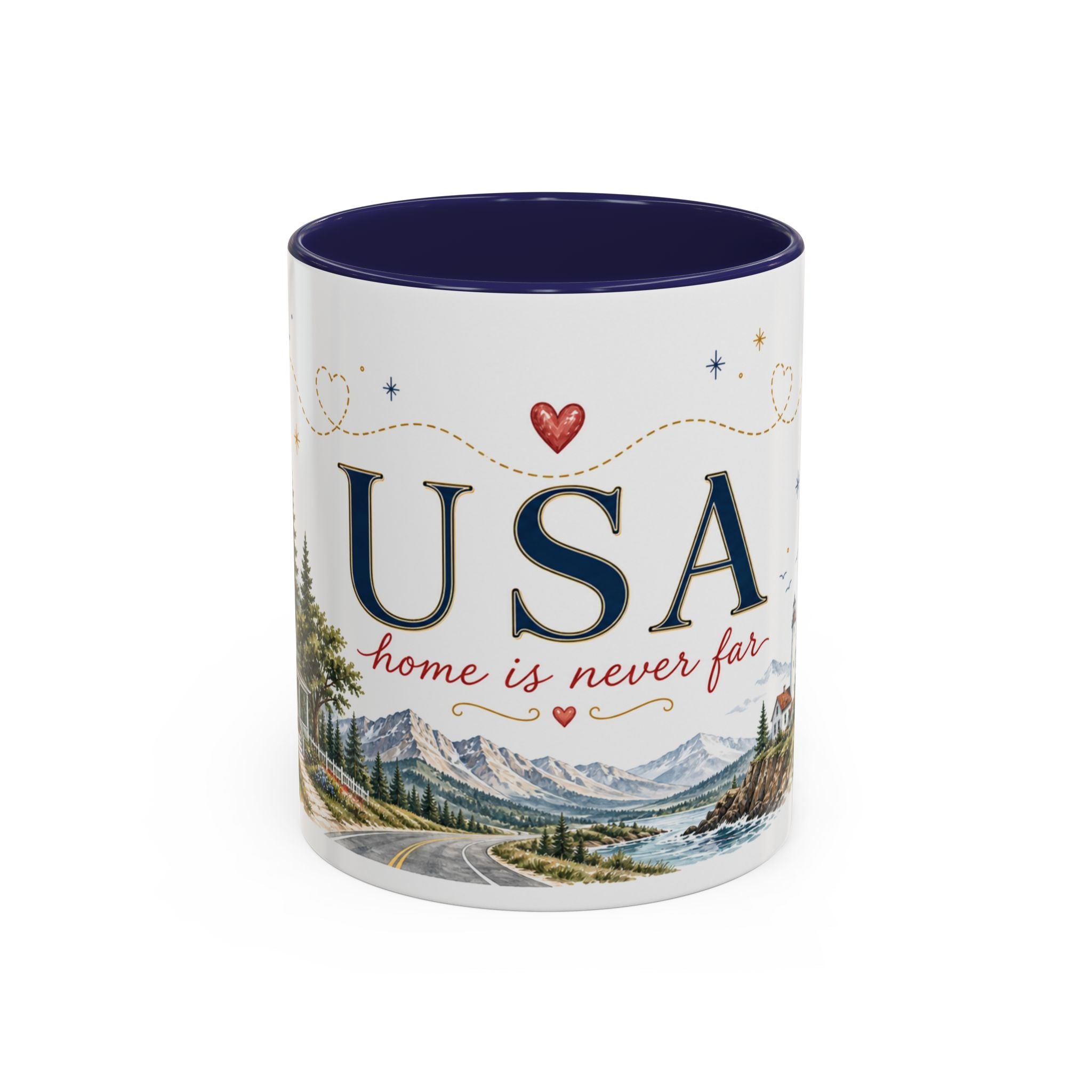 USA Home Country Mug | Moving Away Gift | Long Distance Friendship | 11 oz 15 oz Accent Mug
