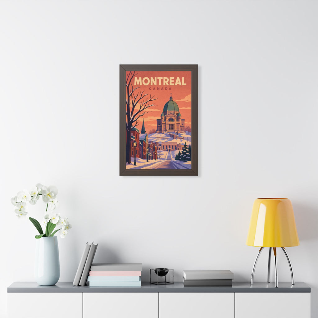Montréal Canada Framed Poster | Vintage Travel Wall Art | Black Walnut White Frame | 16x24 20x30