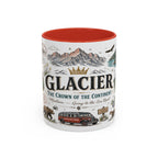 Glacier Coffee Mug | National Park Hiking Montana Gift | Accent Color Ceramic 11oz 15oz
