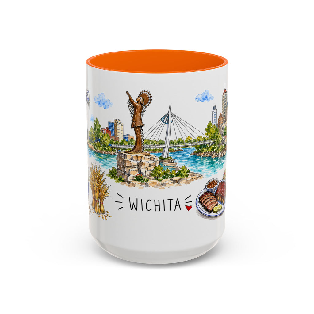 Wichita Illustrated Travel Mug | City Souvenir Accent Coffee Mug | 11oz 15oz Ceramic Cup